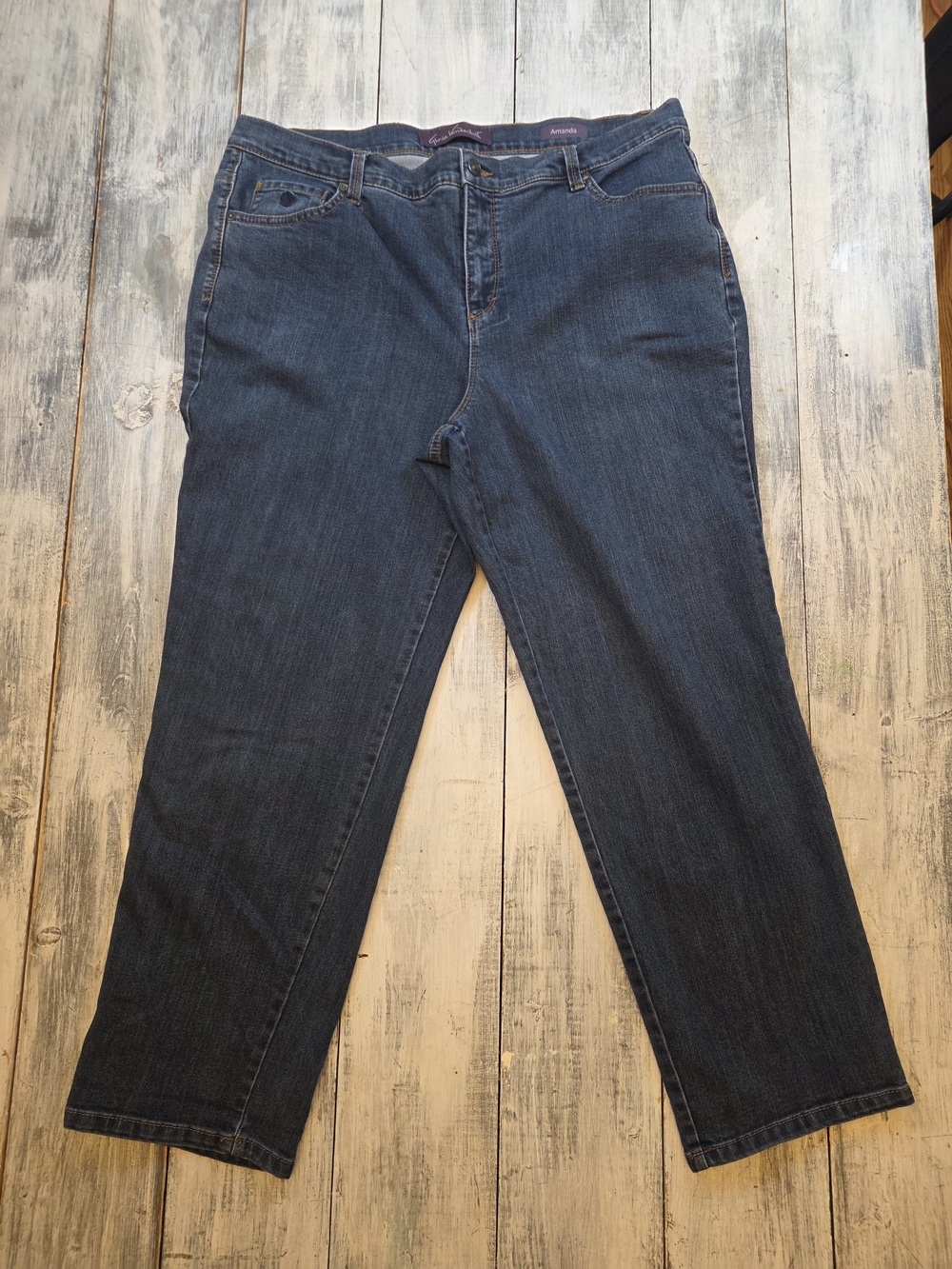 Gloria Vanderbilt Amanda Women's Mid Rise Dark Blue Straight-Leg Jeans sz 16W